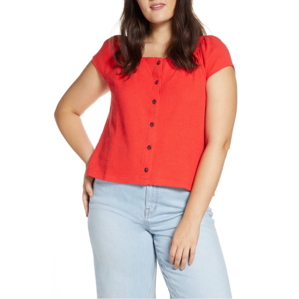 Madewell Texture & Thread Button Front Top In Heirloom Rose